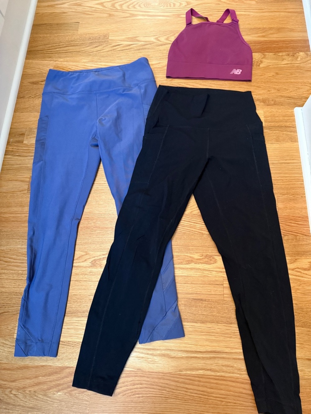 New Balance Black womens' sport bra & 2 Athletic Leggings